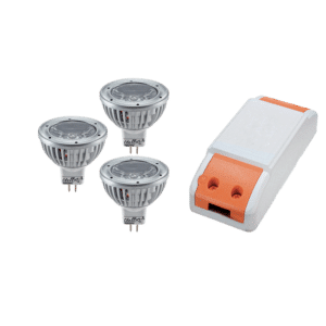 КОМПЛЕКТ LED ДРАЙВЕР 12W+ 3X LED1 3W 2700K MR16