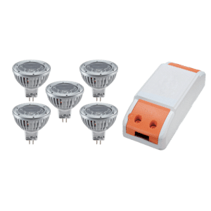 КОМПЛЕКТ LED ДРАЙВЕР 18W+ 5X LED1 3W 2700K MR16