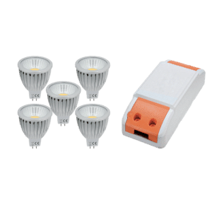 5БР. ЛАМПИ LED3 3W 4000K MR16 + LED ДРАЙВЕР 36W